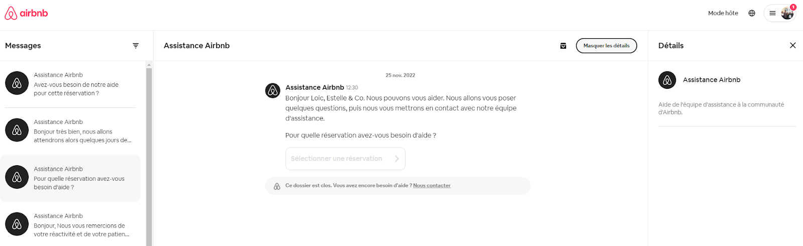 Service d'assistance Airbnb